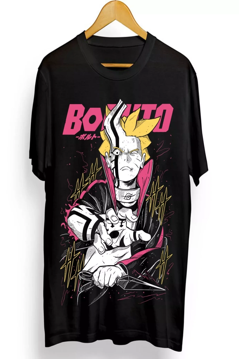 Anime Desenli Unisex Bay Bayan Tişört  Boruto Uzumaki Naruto Manga