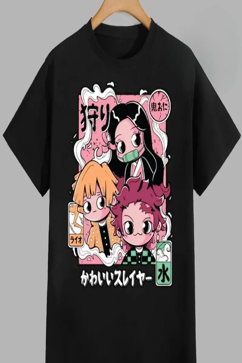 Anime Desenli Unisex Bay Bayan Tişört  Demon Slayer