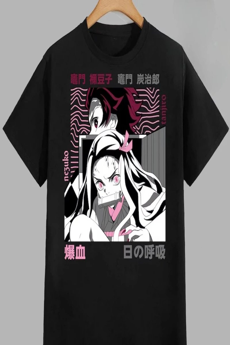 Anime Desenli Unisex Bay Bayan Tişört  Demon Slayer