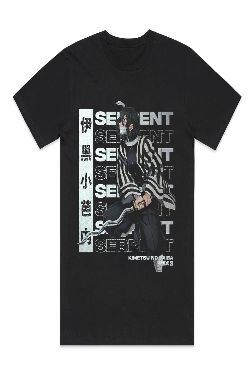 Anime Desenli Unisex Bay Bayan Tişört  Demon Slayer Anime ‌ Iguro Obanai