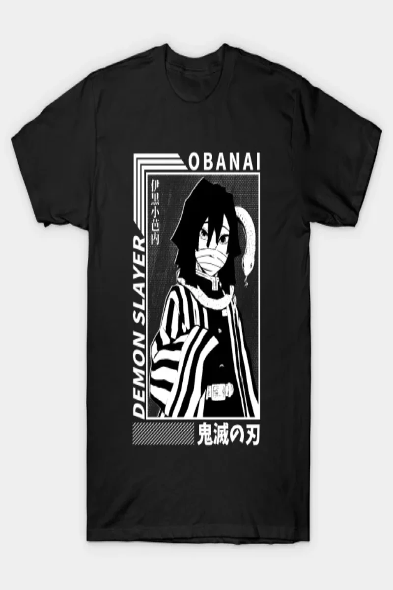 Anime Desenli Unisex Bay Bayan Tişört  Demon Slayer Anime ‌ Iguro Obanai