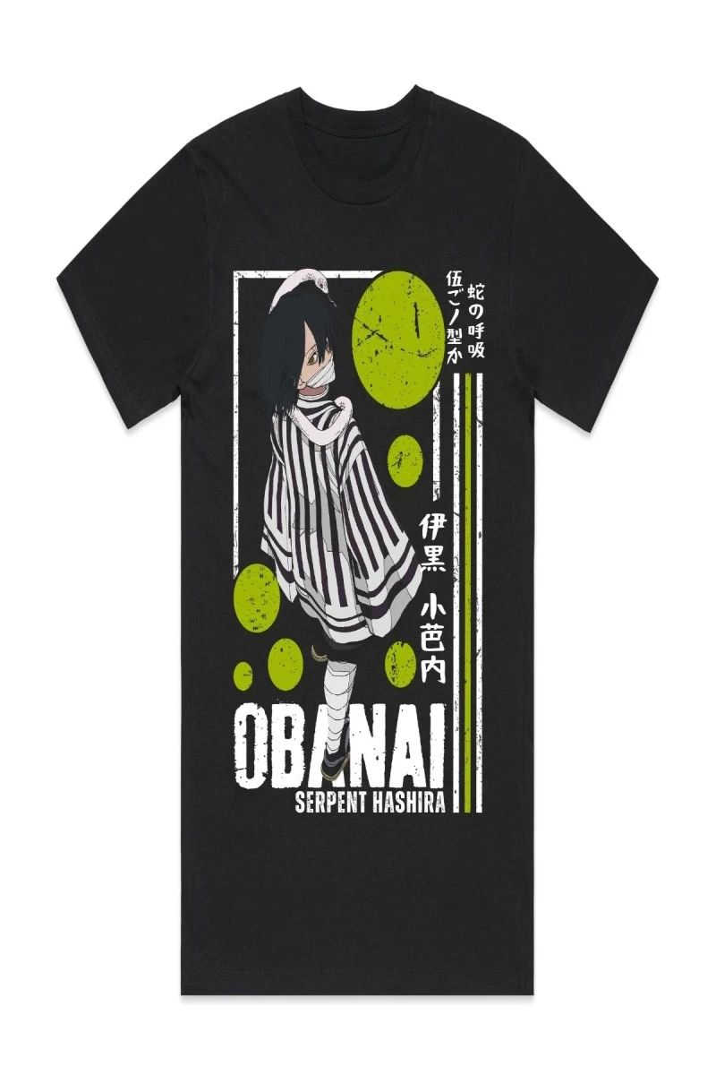 Anime Desenli Unisex Bay Bayan Tişört  Demon Slayer Iguro Obanai