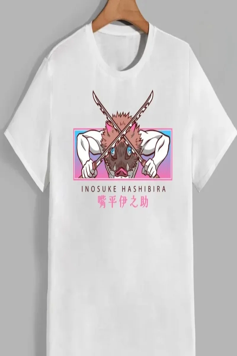 Anime Desenli Unisex Bay Bayan Tişört  Hashibira Inosuke iblis avcısı
