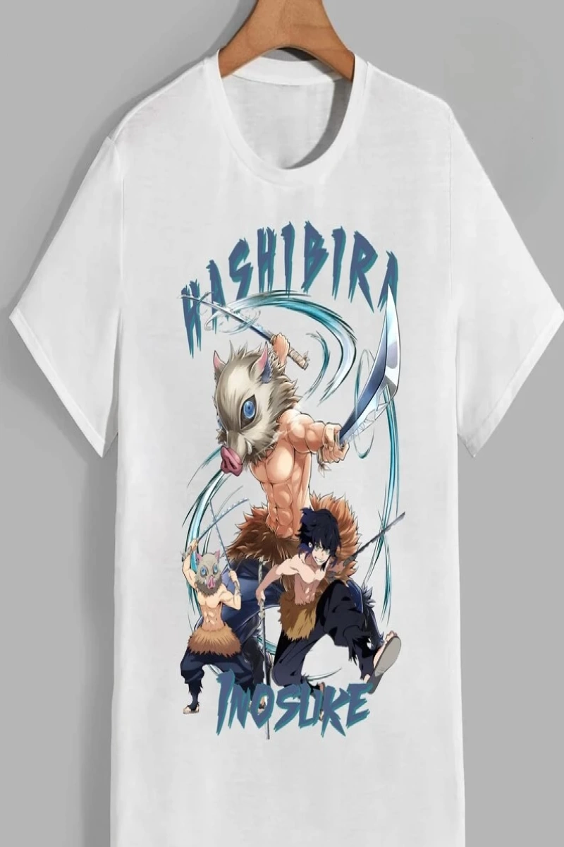 Anime Desenli Unisex Bay Bayan Tişört   Hashibira Inosuke iblis avcısı