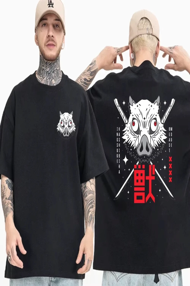Anime Desenli Unisex Bay Bayan Tişört  Inosuke