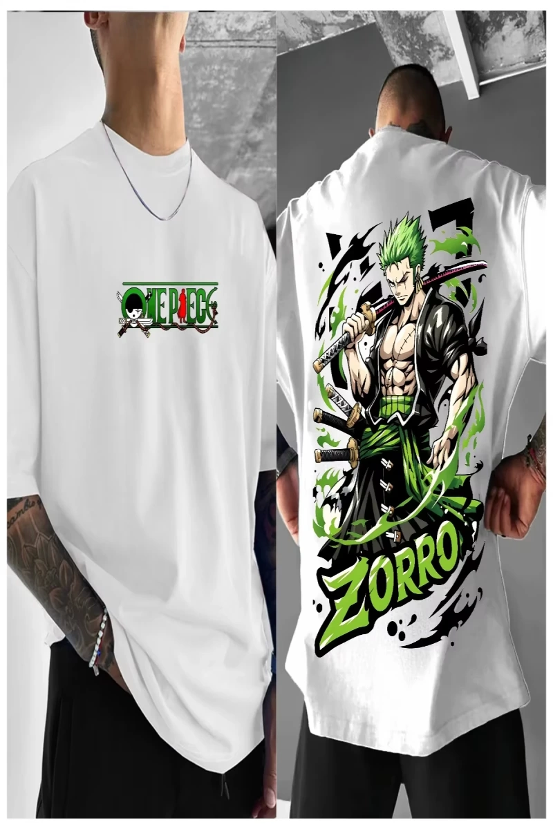 Anime Desenli Unisex Bay Bayan Tişört   japon Roronoa Zoro
