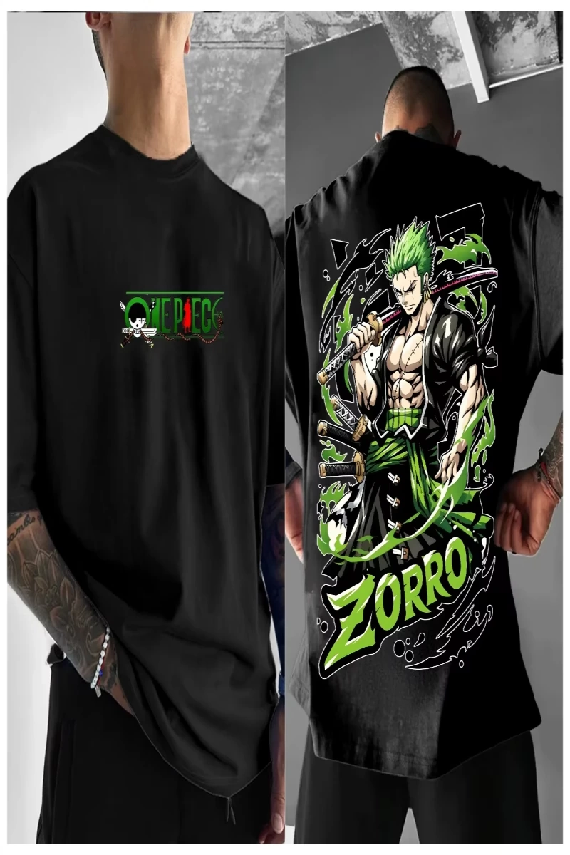 Anime Desenli Unisex Bay Bayan Tişört   japon Roronoa Zoro Anime