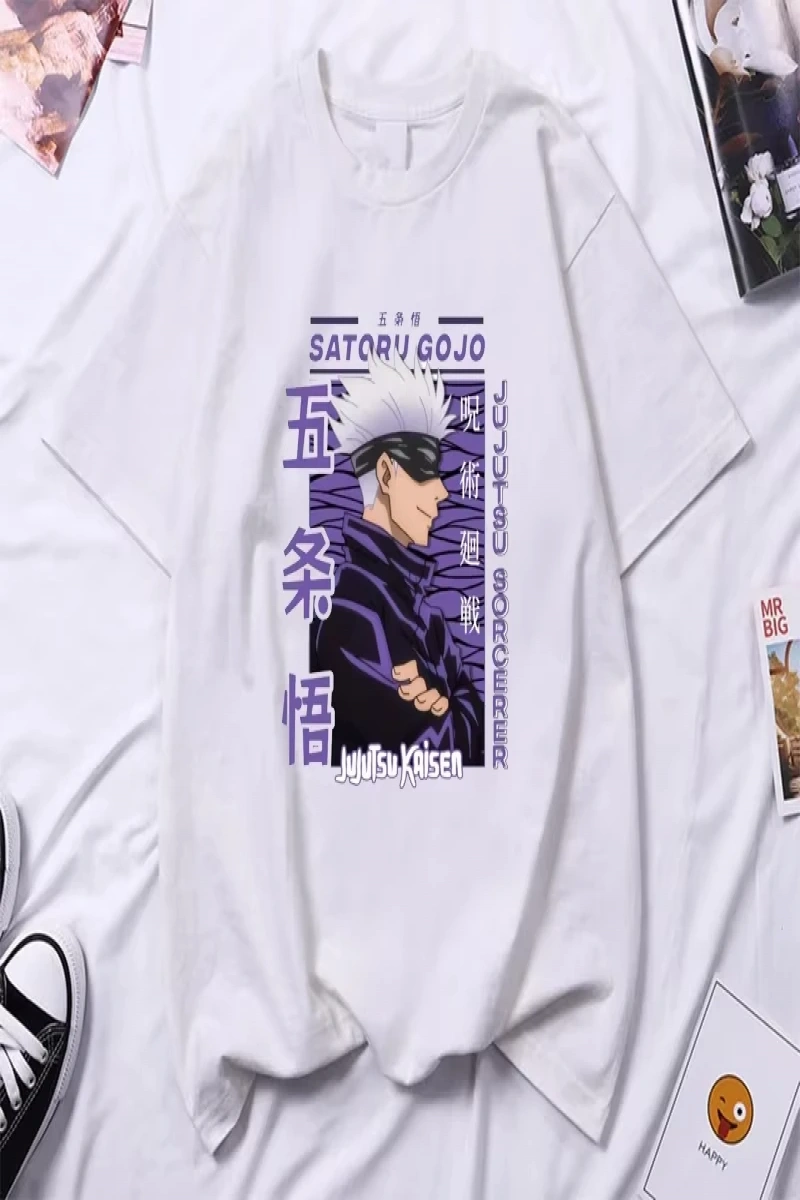 Anime Desenli Unisex Bay Bayan Tişört  Jujutsu hattı Gojo Satoru