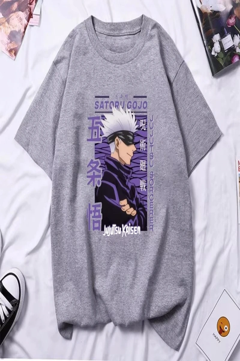 Anime Desenli Unisex Bay Bayan Tişört  Jujutsu hattı Gojo Satoru