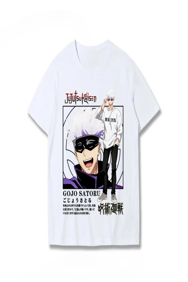 Anime Desenli Unisex Bay Bayan Tişört  Jujutsu Kaisen Gojo Satoru