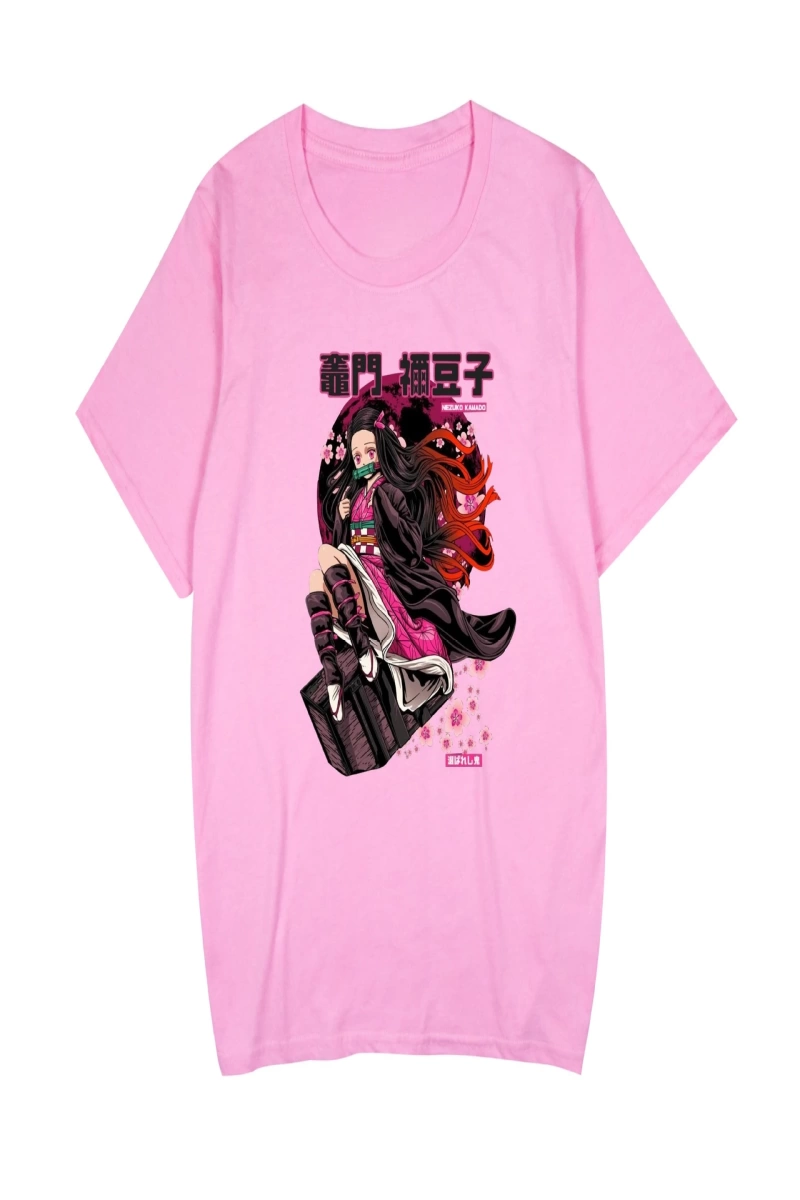 Anime Desenli Unisex Bay Bayan Tişört  Kamado Nezuko Demon Slayer