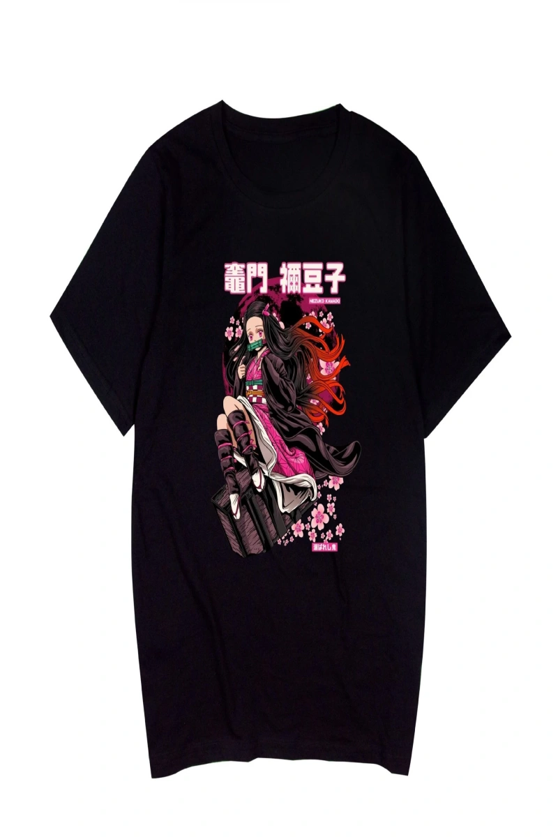Anime Desenli Unisex Bay Bayan Tişört  Kamado Nezuko Demon Slayer