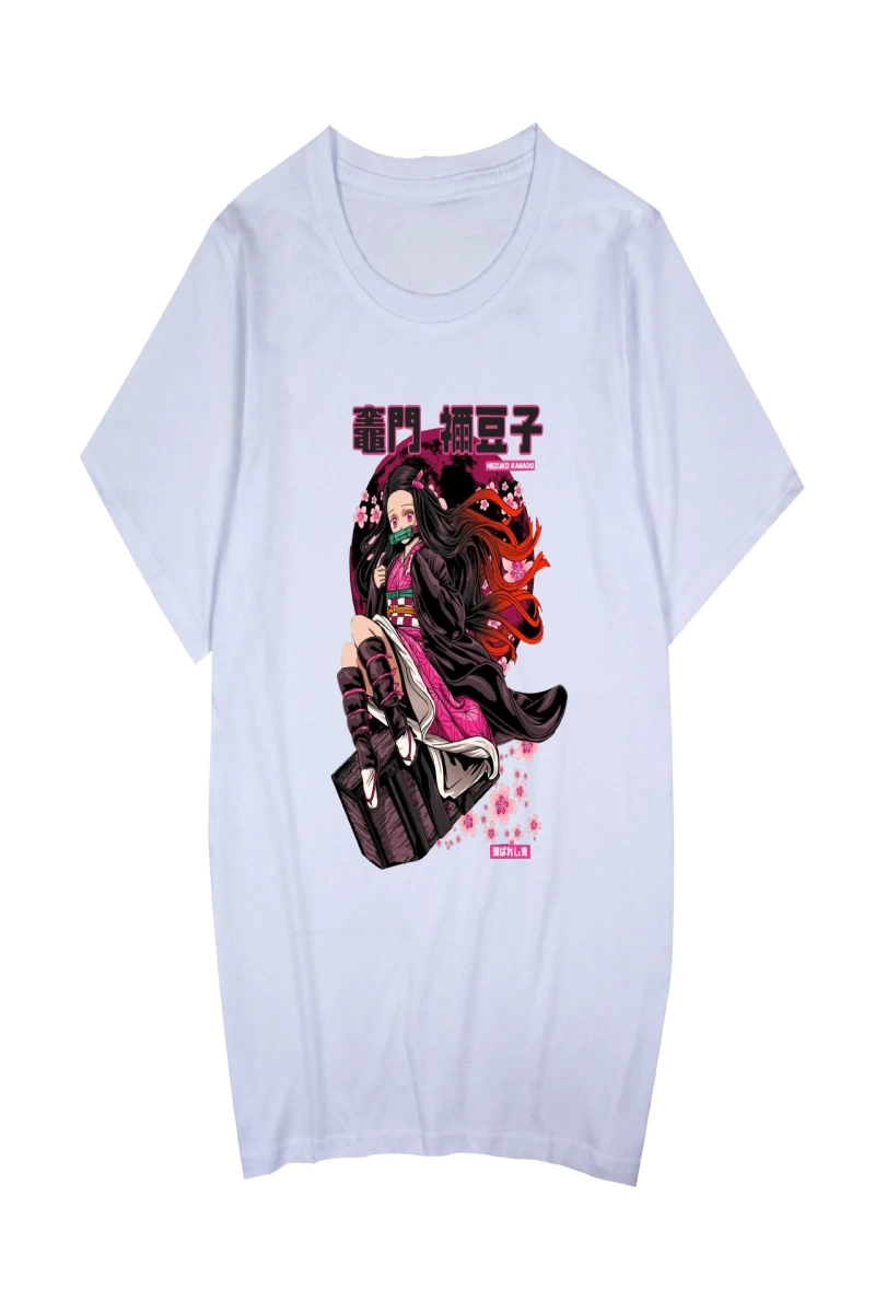 Anime Desenli Unisex Bay Bayan Tişört  Kamado Nezuko Demon Slayer