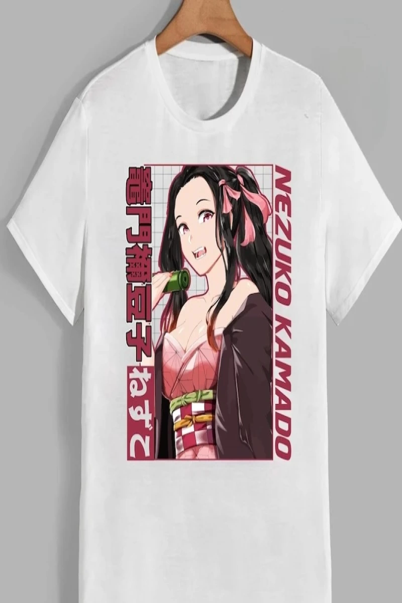 Anime Desenli Unisex Bay Bayan Tişört Kamado Nezuko ‌ Iblis avcısı