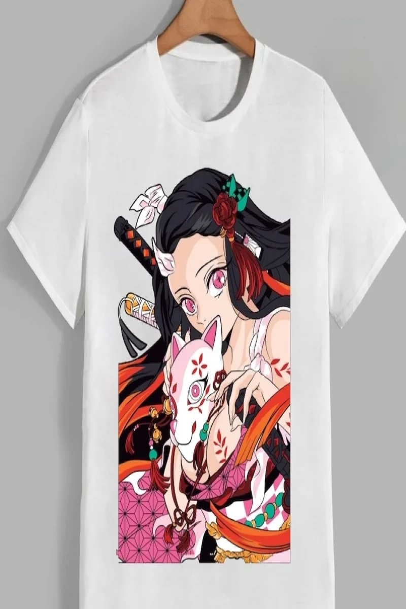 Anime Desenli Unisex Bay Bayan Tişört Kamado Nezuko ‌ Iblis avcısı