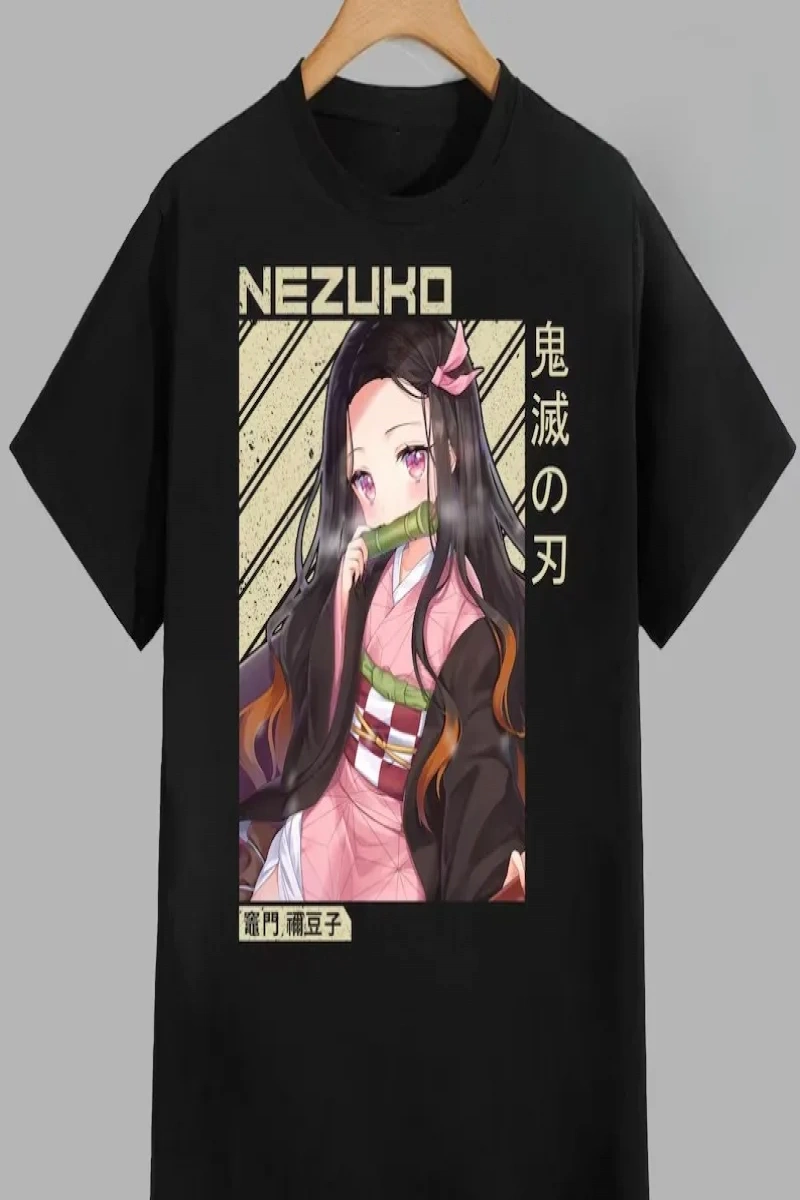 Anime Desenli Unisex Bay Bayan Tişört  Kamado Nezuko iblis avcısı
