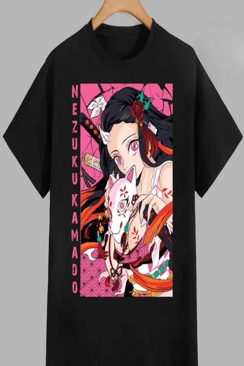 Anime Desenli Unisex Bay Bayan Tişört  Kamado Nezuko iblis avcısı