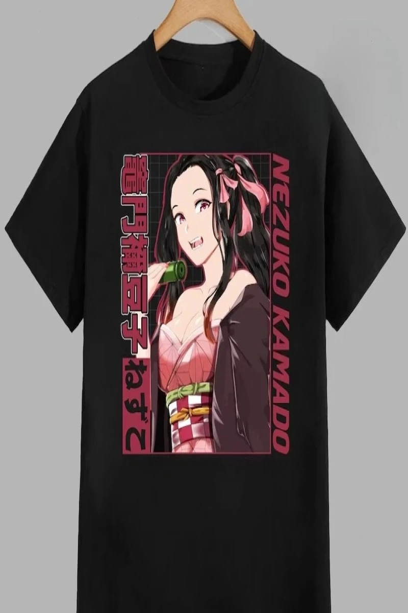Anime Desenli Unisex Bay Bayan Tişört Kamado Nezuko ‌ Iblis avcısı