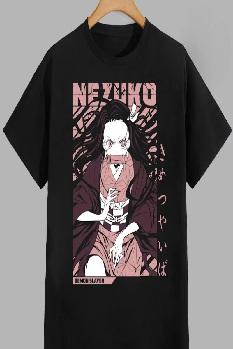Anime Desenli Unisex Bay Bayan Tişört  Kamado Nezuko iblis avcısı