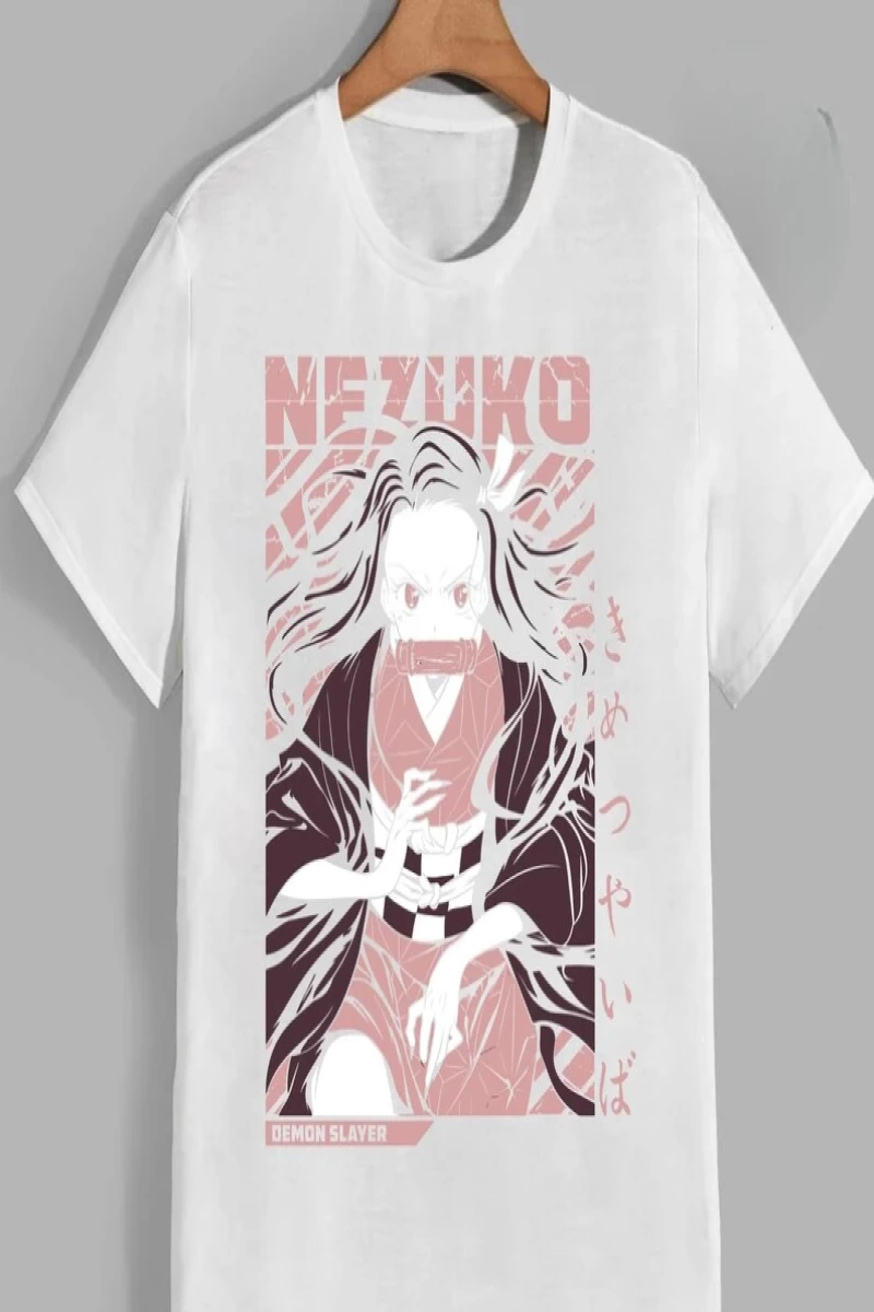 Anime Desenli Unisex Bay Bayan Tişört  Kamado Nezuko iblis avcısı