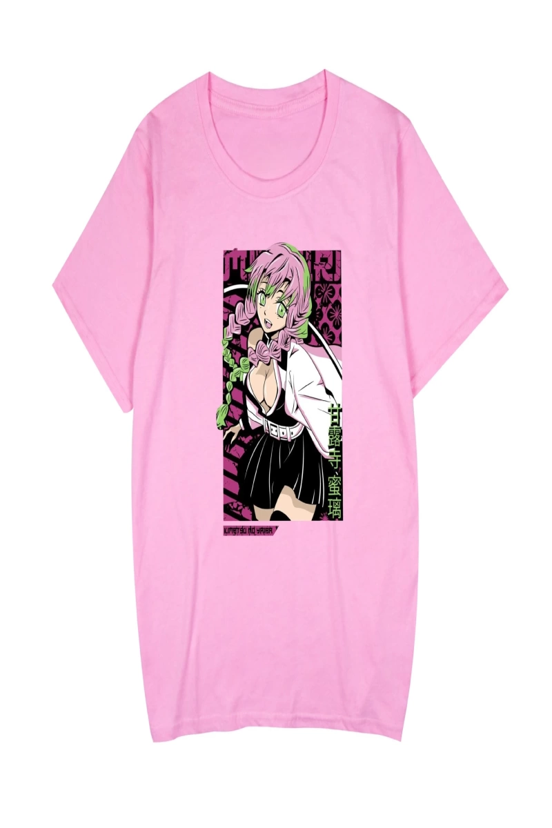 Anime Desenli Unisex Bay Bayan Tişört  Kanroji Mitsuri iblis avcısı
