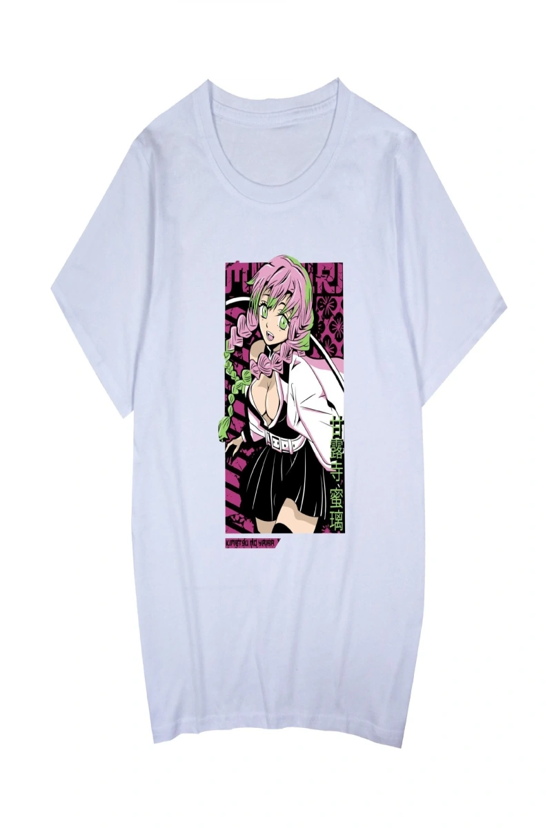 Anime Desenli Unisex Bay Bayan Tişört  Kanroji Mitsuri iblis avcısı