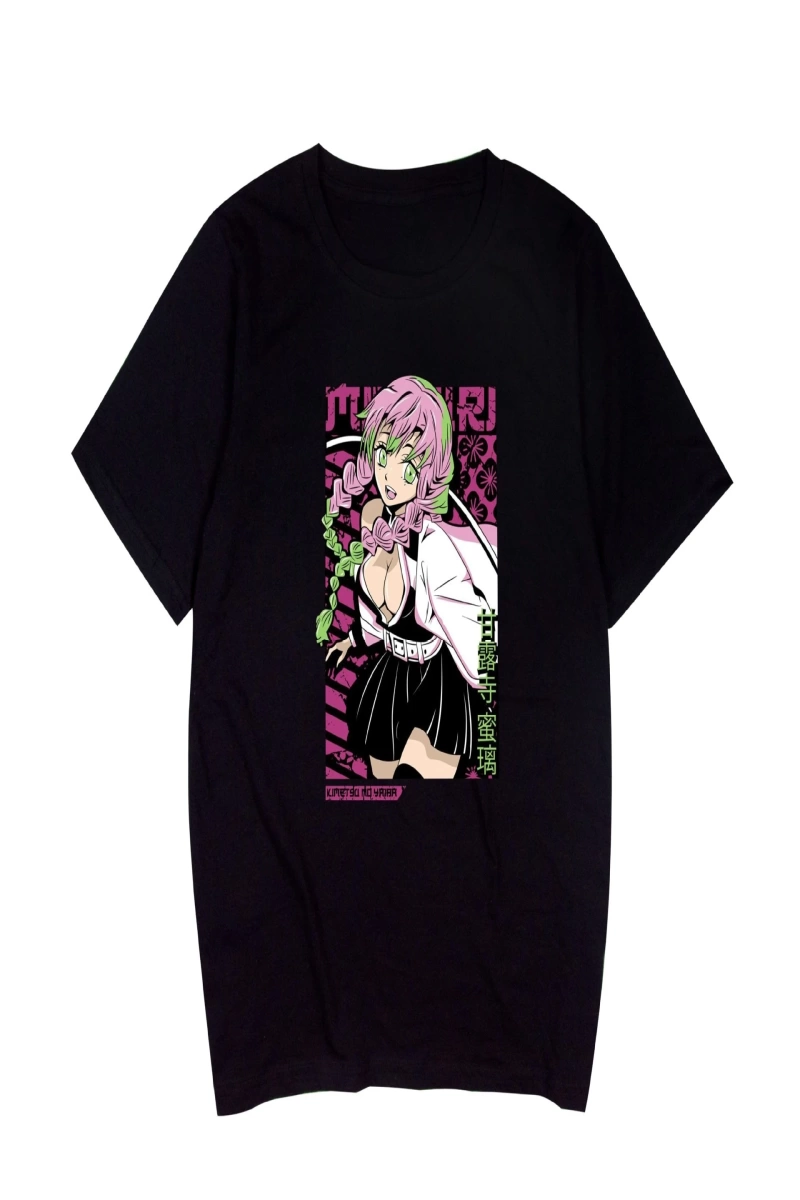 Anime Desenli Unisex Bay Bayan Tişört  Kanroji Mitsuri iblis avcısı