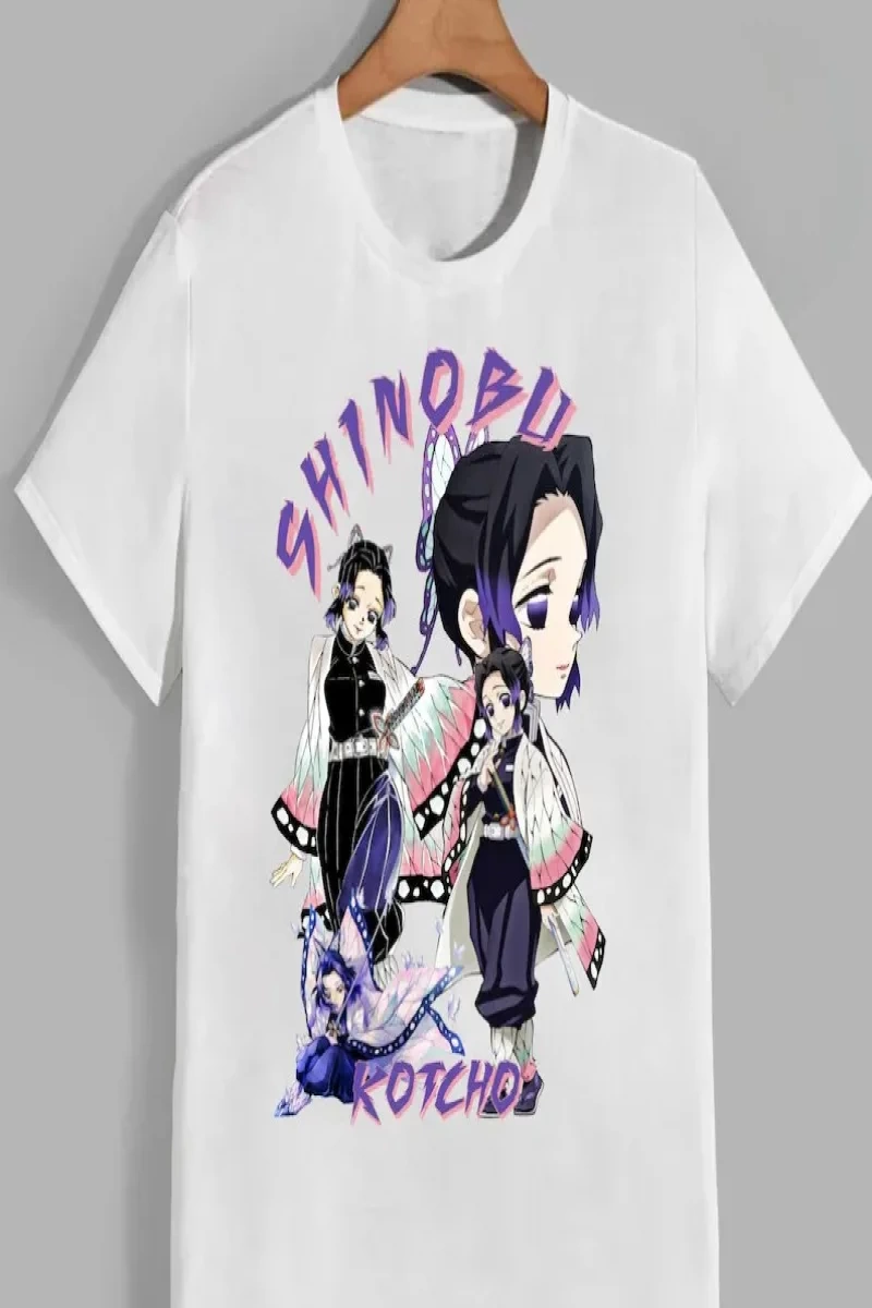 Anime Desenli Unisex Bay Bayan Tişört  Kochou Shinobu iblis  avcısı