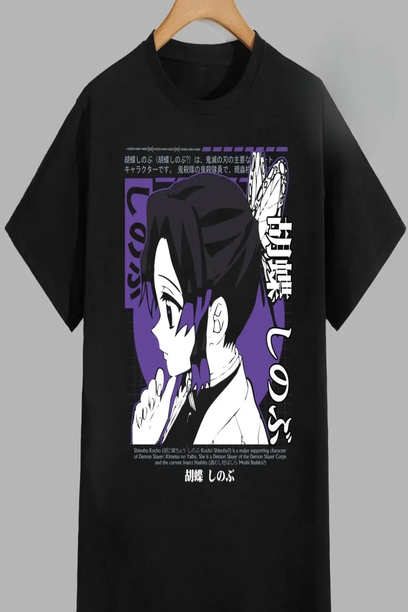 Anime Desenli Unisex Bay Bayan Tişört  Kochou Shinobu iblis  avcısı