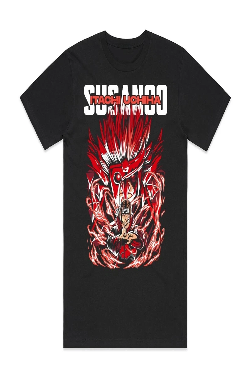 Anime Desenli Unisex Bay Bayan Tişört  Naruto Itachi Uchiha SUSANOO