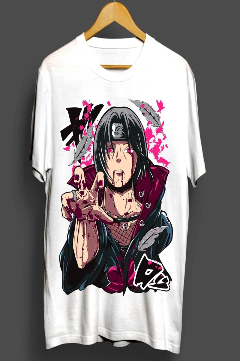 Anime Desenli Unisex Bay Bayan Tişört  Naruto Rasengan Itachi Uchiha