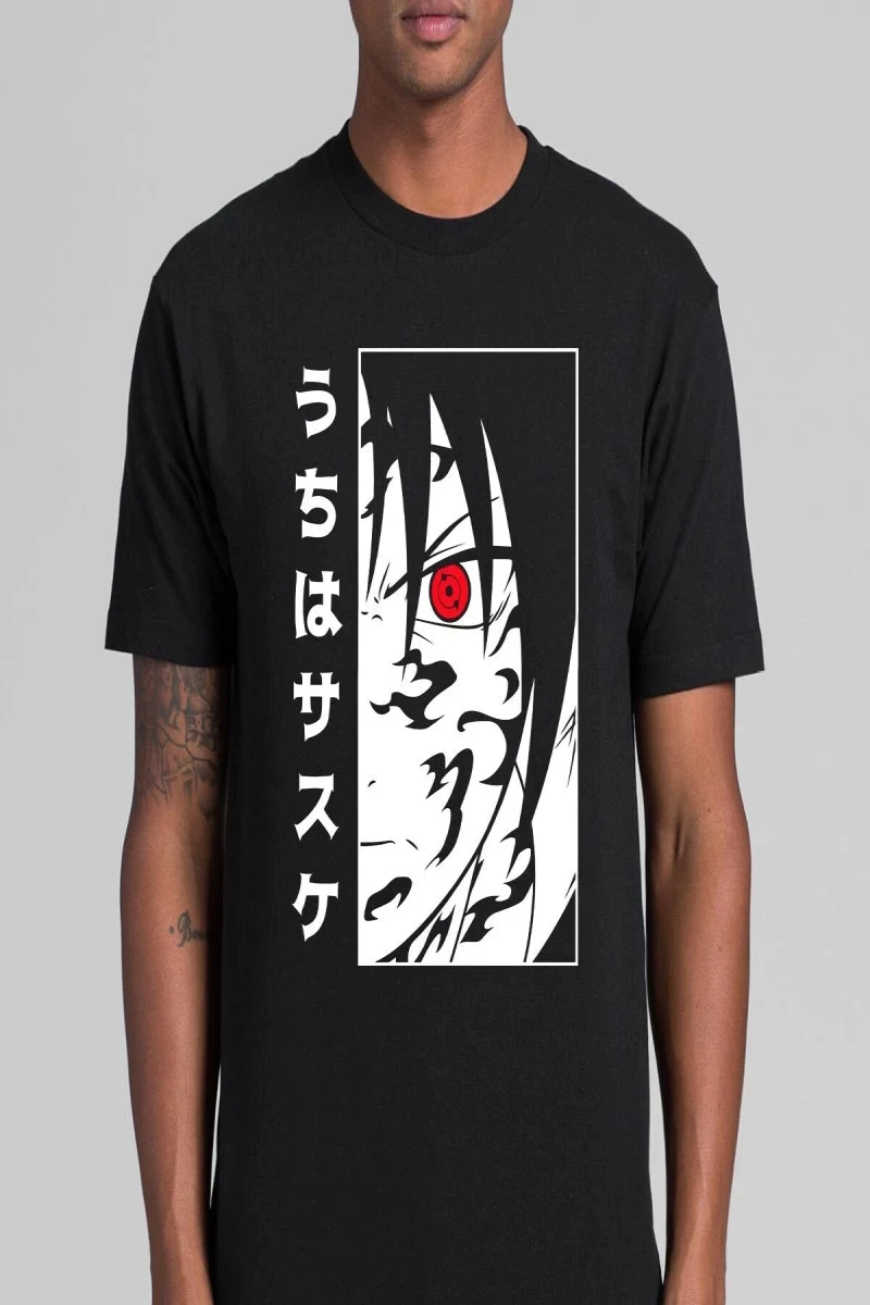 Anime Desenli Unisex Bay Bayan Tişört  Naruto Sasuke