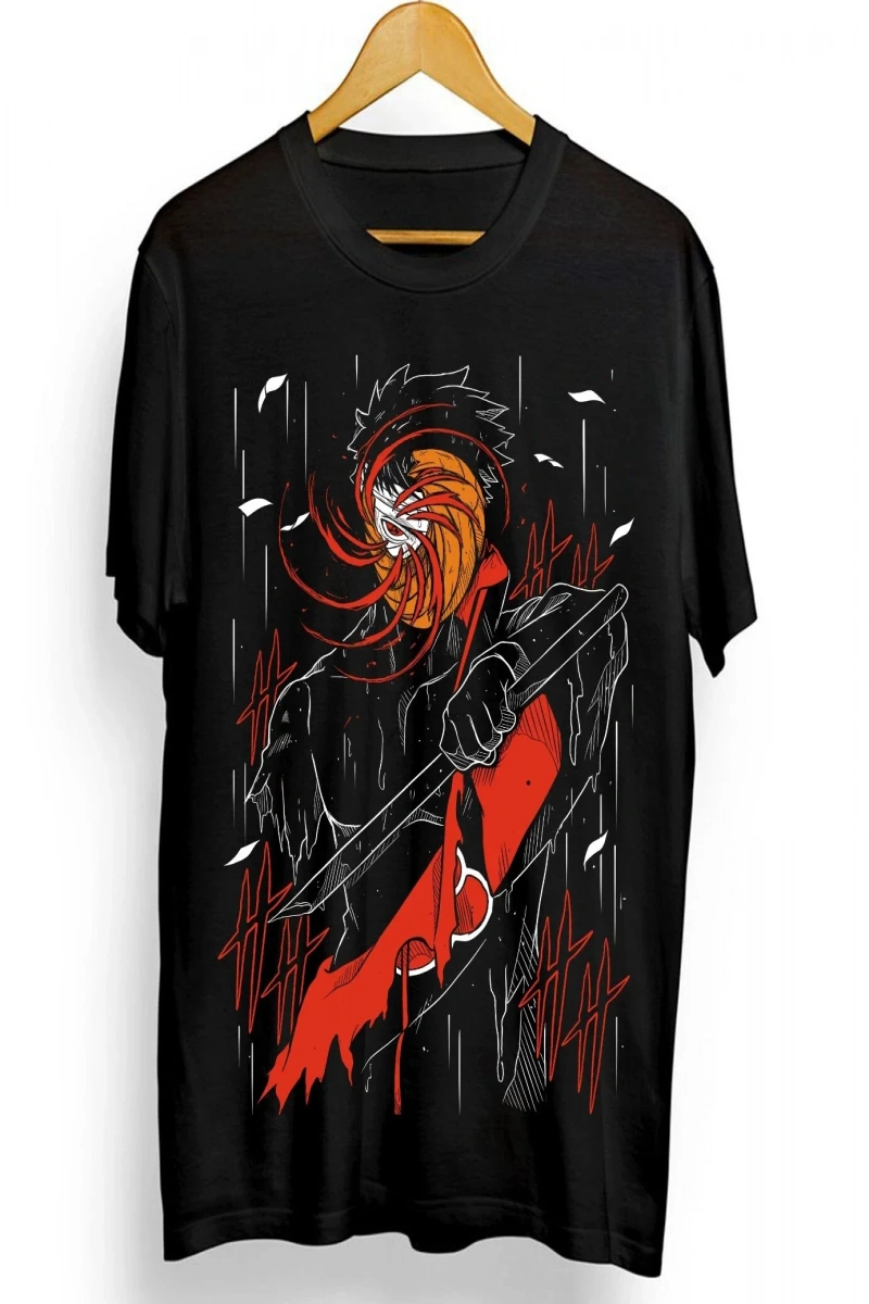 Anime Desenli Unisex Bay Bayan Tişört  Naruto Uzumaki Obito Uchiha