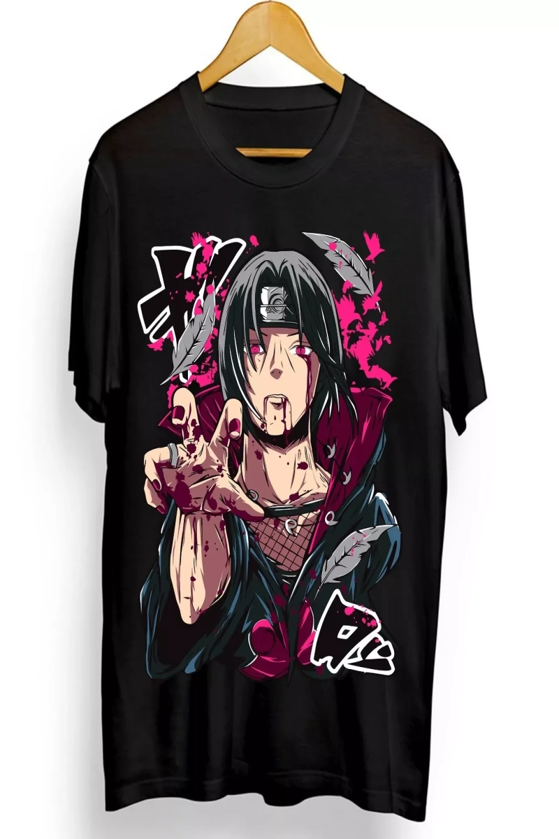 Anime Desenli Unisex Bay Bayan Tişört  Naruto Uzumaki Obito Uchiha