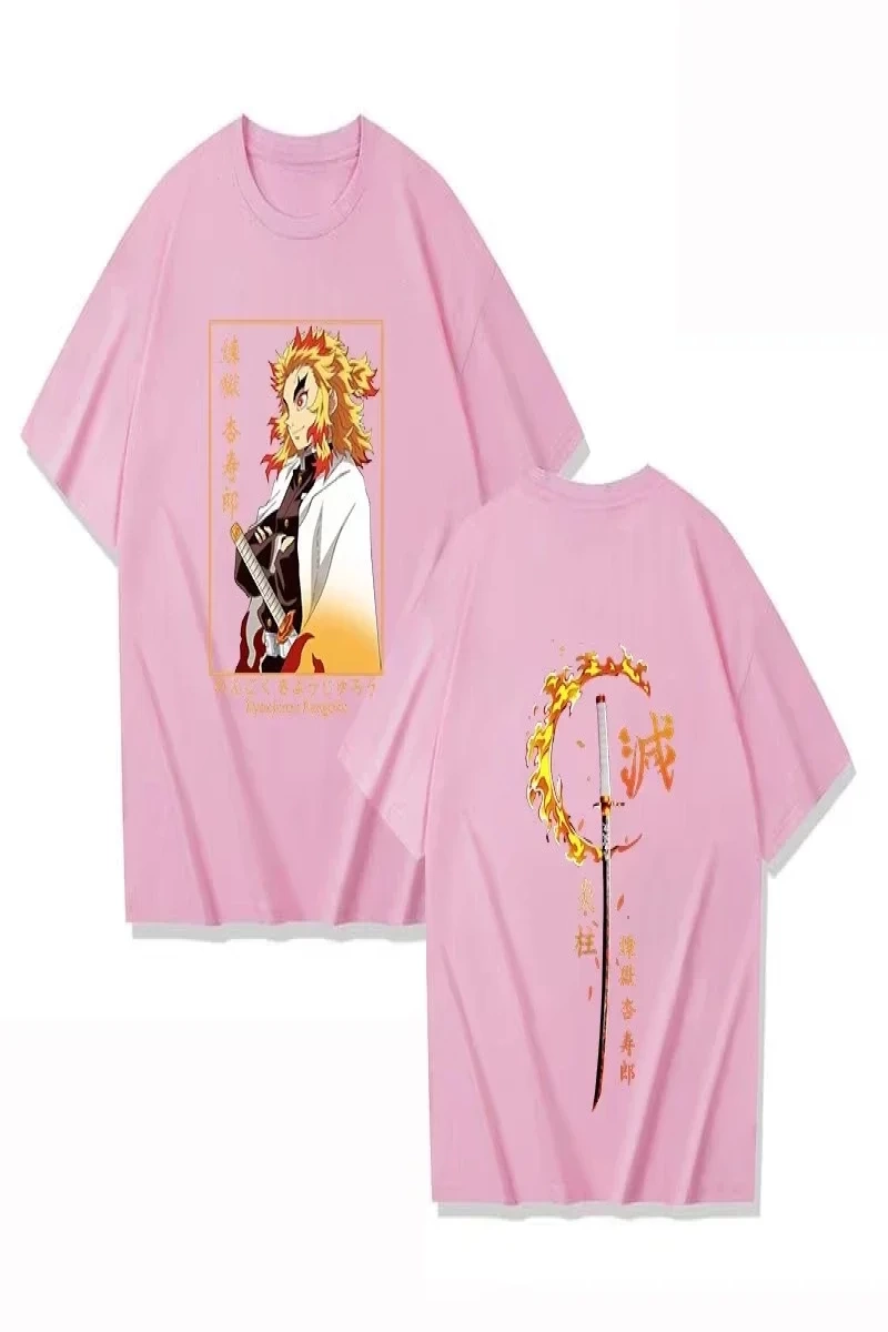 Anime Desenli Unisex Bay Bayan Tişört Rengoku Kyojuro ‌ Iblis avcısı