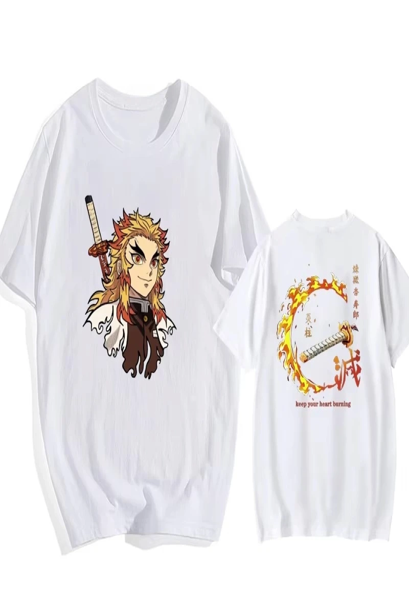 Anime Desenli Unisex Bay Bayan Tişört Rengoku Kyojuro ‌ Iblis avcısı