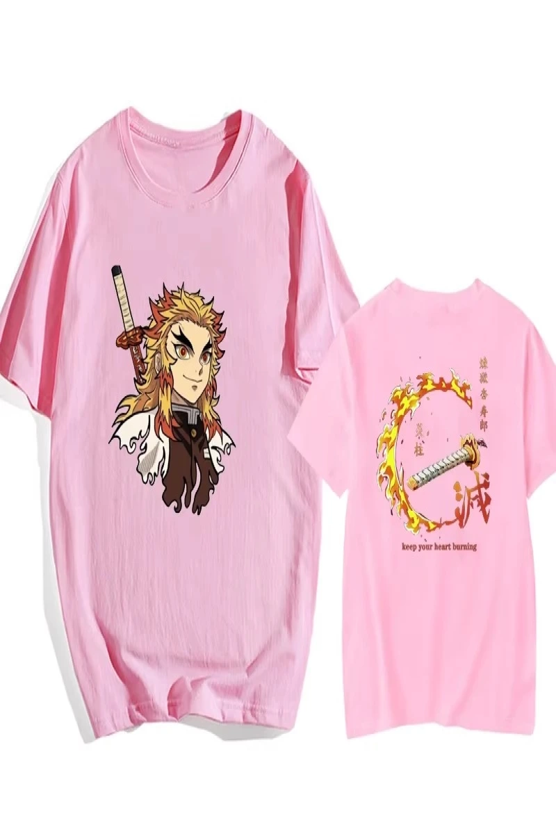 Anime Desenli Unisex Bay Bayan Tişört Rengoku Kyojuro ‌ Iblis avcısı