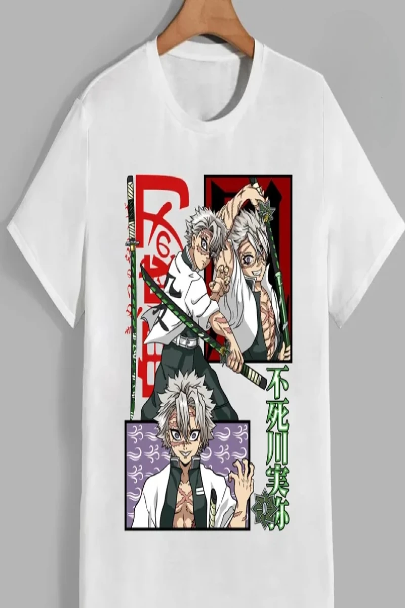 Anime Desenli Unisex Bay Bayan Tişört  Sanemi iblis avcısı