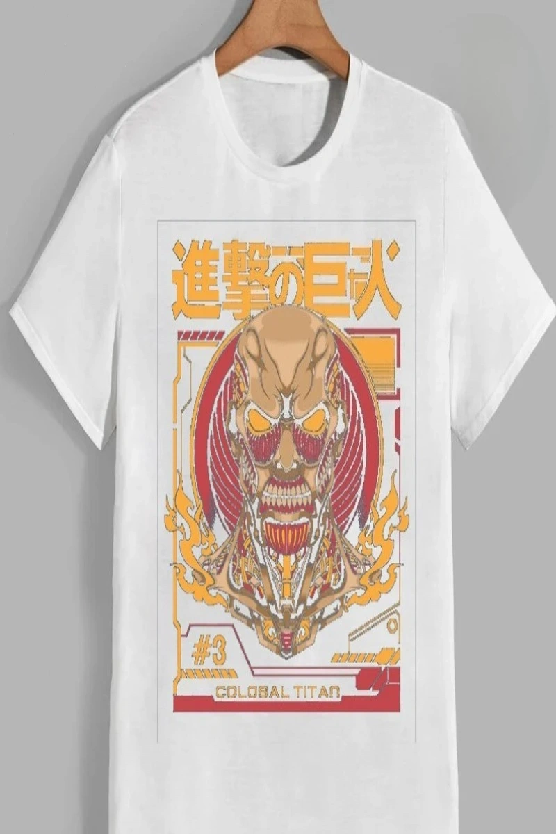 Anime Desenli Unisex Bay Bayan Tişört  Titanlar Anime