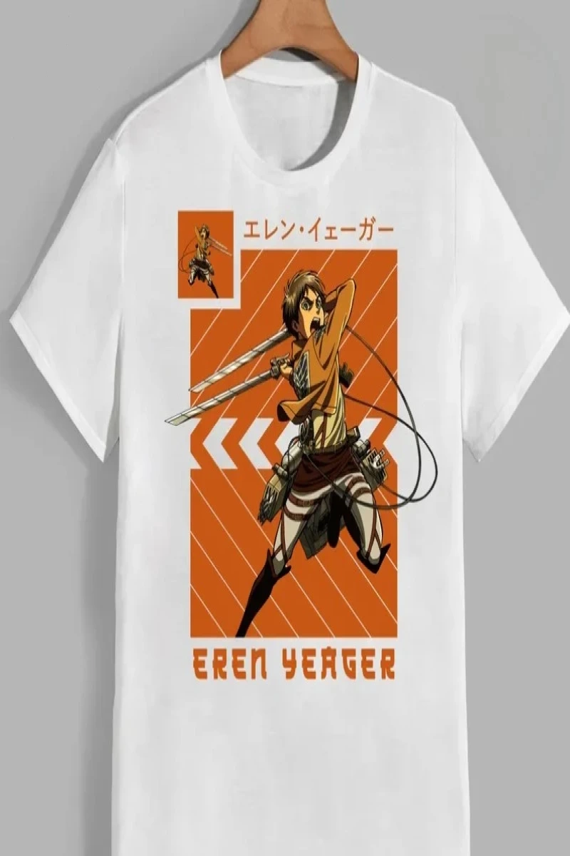 Anime Desenli Unisex Bay Bayan Tişört  Titanlar Anime