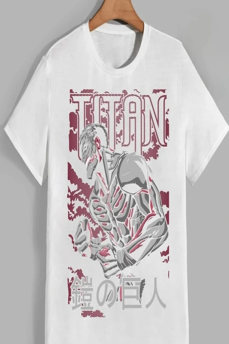 Anime Desenli Unisex Bay Bayan Tişört  Titanlar Anime