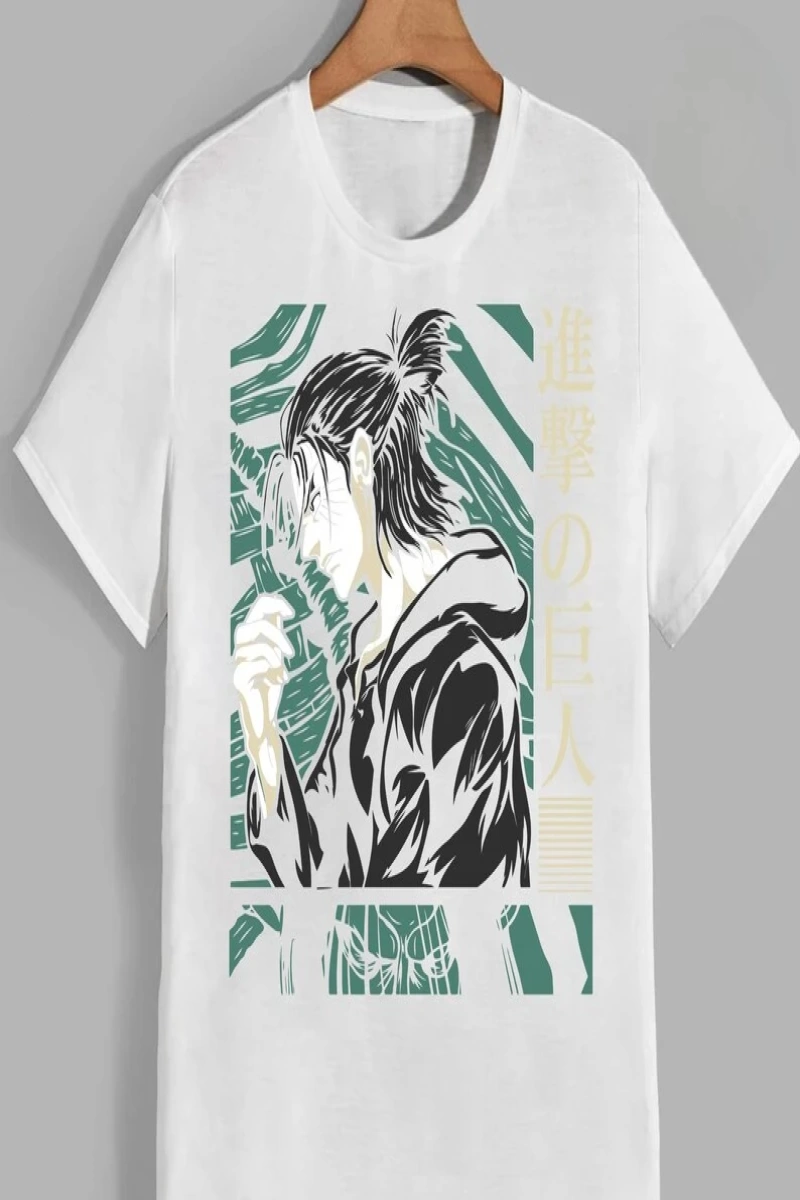 Anime Desenli Unisex Bay Bayan Tişört  Titanlar Anime