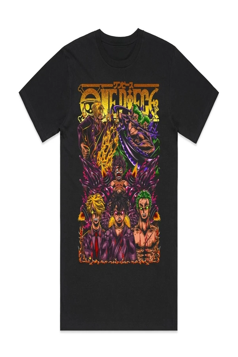 Anime Desenli Unisex Bay Bayan Tişört  Yaz Luffy Zoro Asura