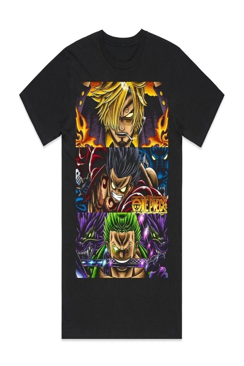 Anime Desenli Unisex Bay Bayan Tişört  Yaz Luffy Zoro Asura