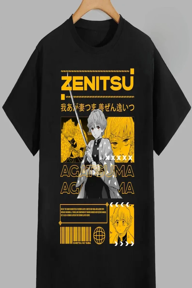 Anime Desenli Unisex Çocuk Tişört  Azuma Zenitsu ‌iblis avcısı