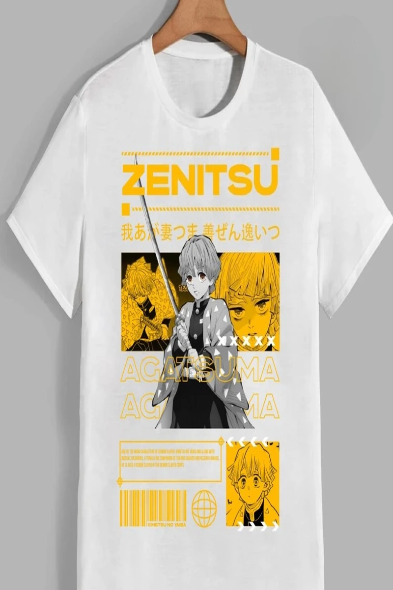 Anime Desenli Unisex Çocuk Tişört  Azuma Zenitsu ‌iblis avcısı