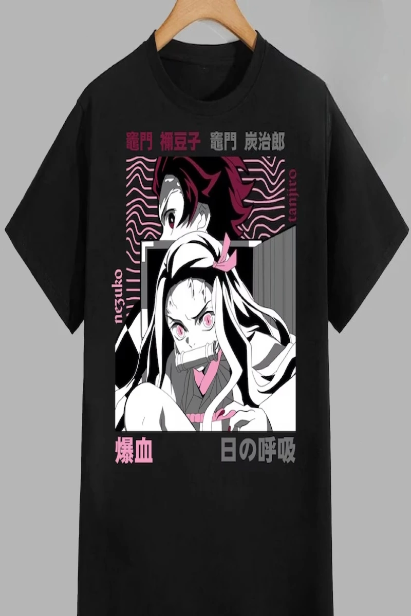 Anime Desenli Unisex Çocuk Tişört  Demon Slayer