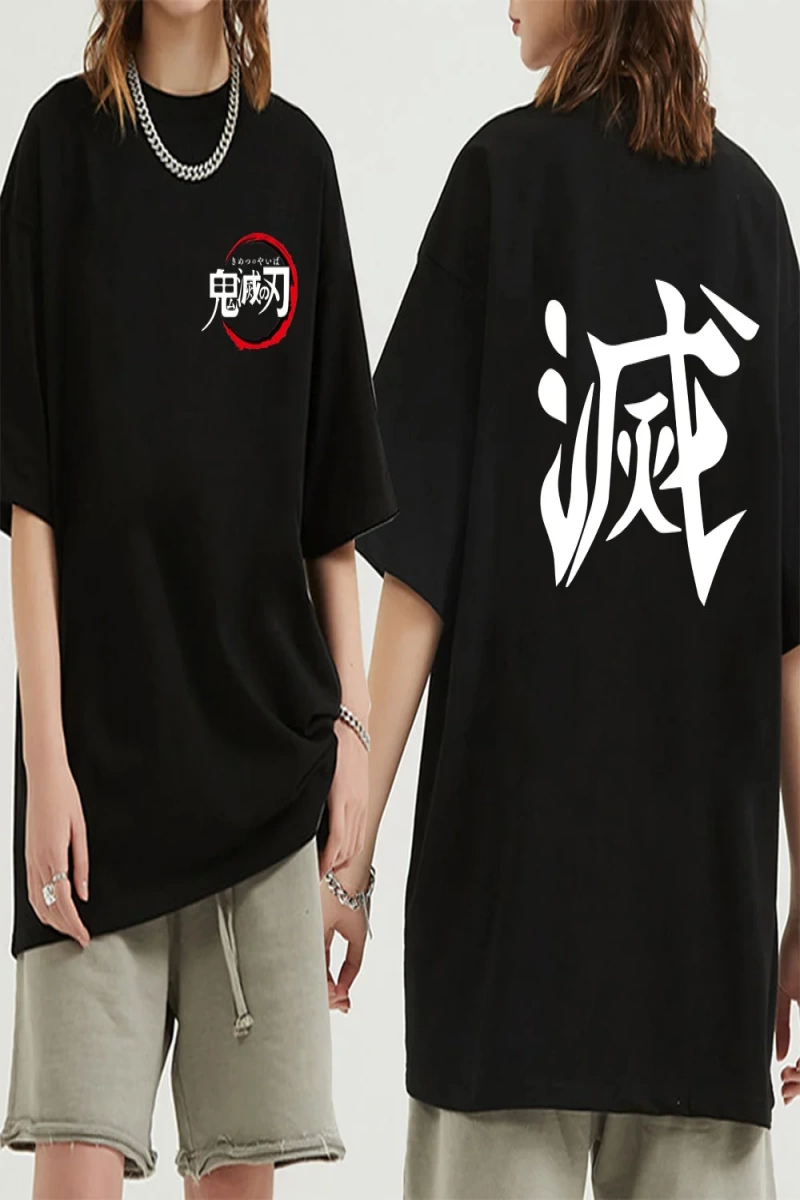 Anime Desenli Unisex Çocuk Tişört  Demon Slayer