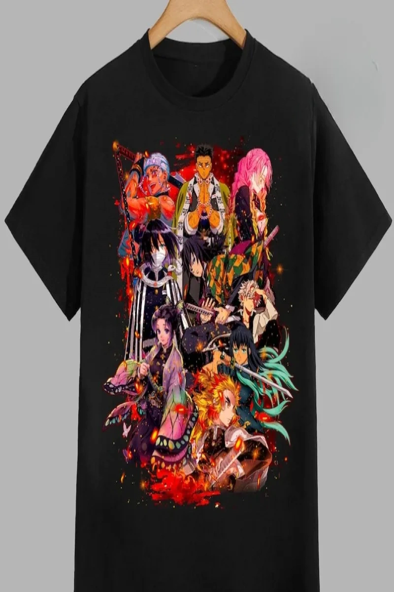 Anime Desenli Unisex Çocuk Tişört  Demon Slayer Kamado Tanjiro Nezuko