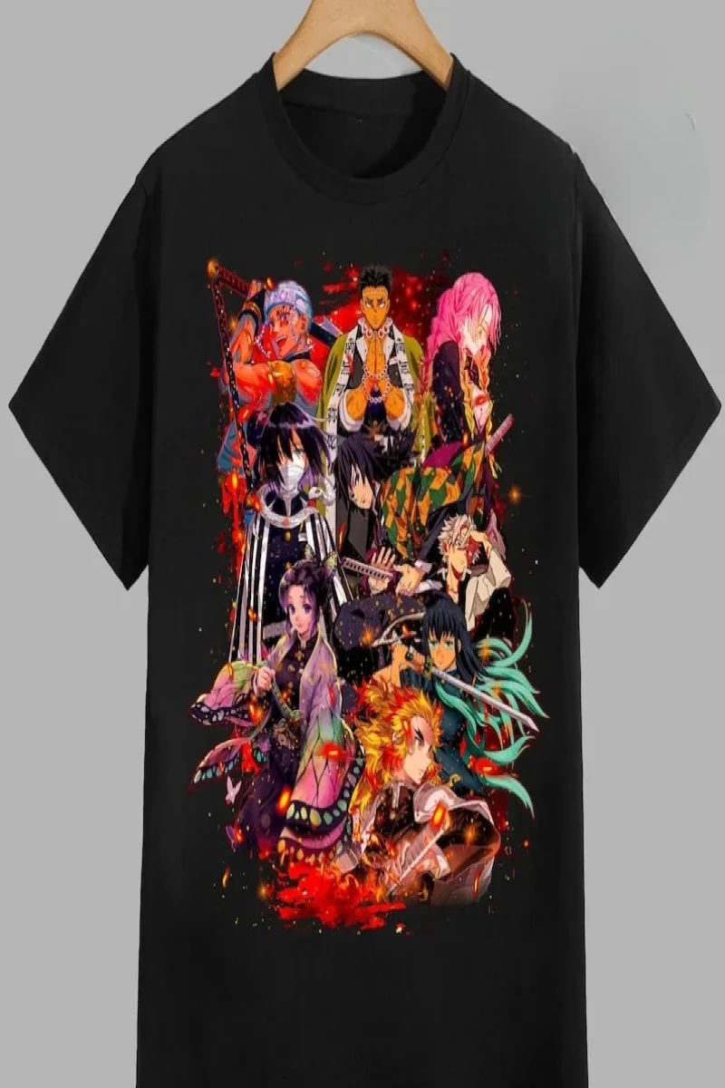 Anime Desenli Unisex Çocuk Tişört  Demon Slayer Kamado Tanjiro Nezuko